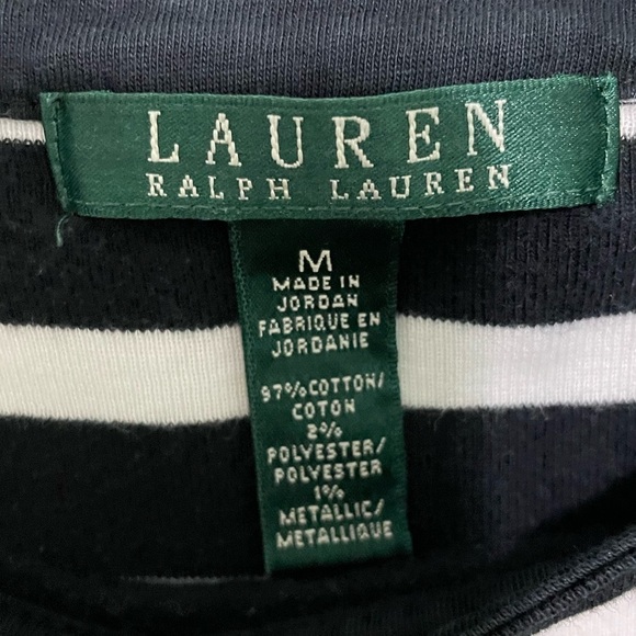 Lauren Ralph Lauren boat neck shirt size M gold stripe across front great shape - Picture 4 of 6